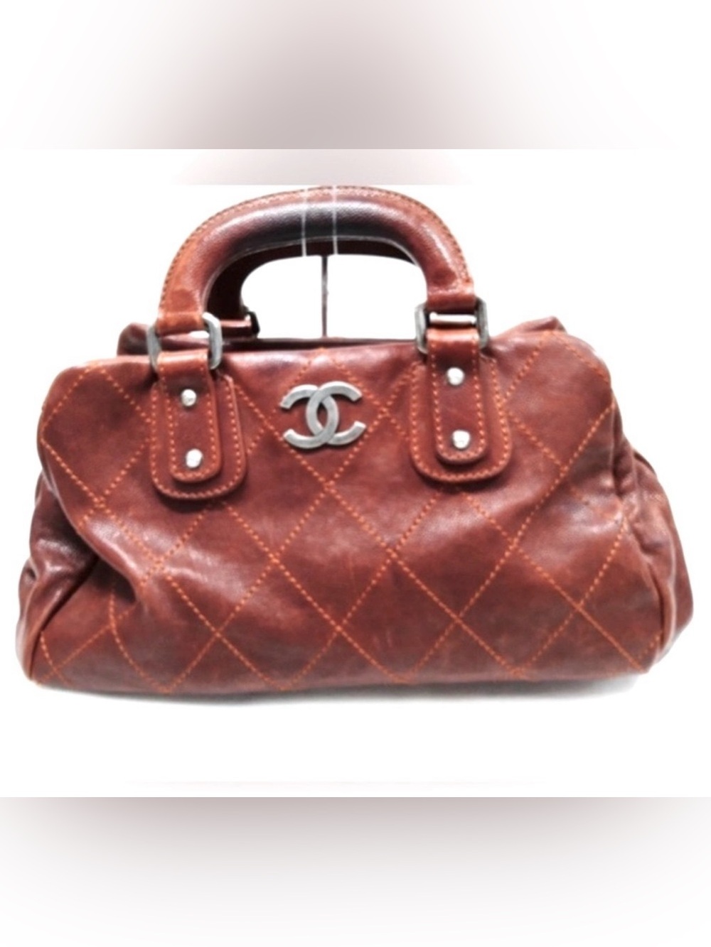 CHANEL Handbag Wild Stitch Brown Caviar Skin w/ authentication Card